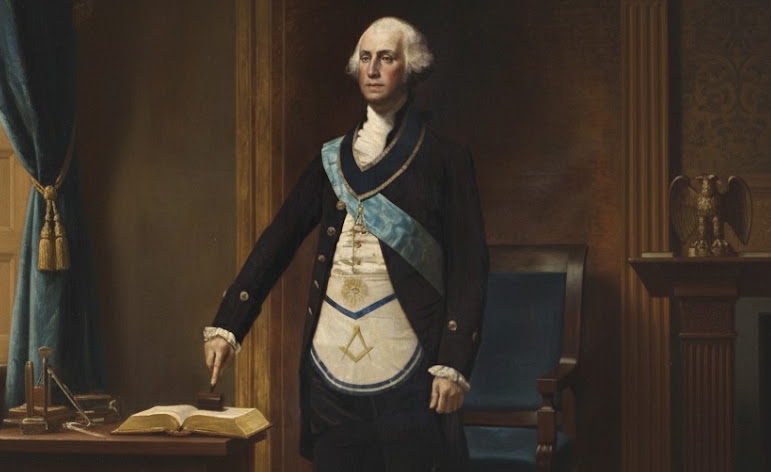 Portrait of George Washington wearing Masonic regalia.