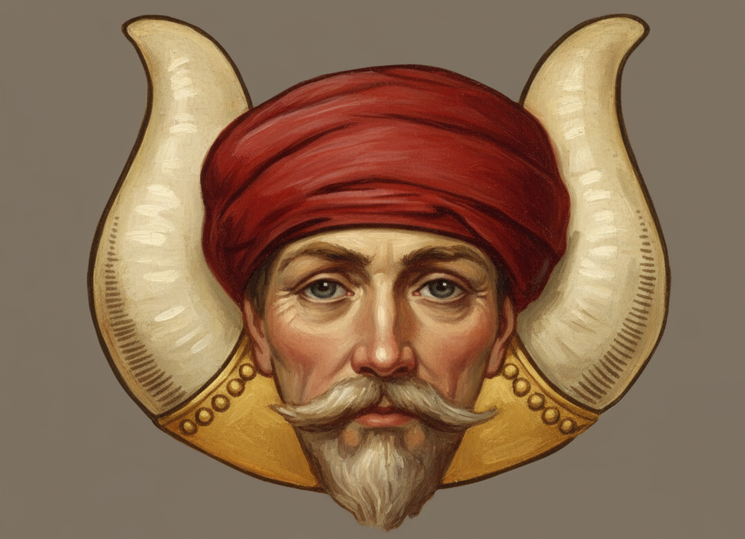 The emblem of the M.O.V.P.E.R., featuring the veiled head of Mokanna.