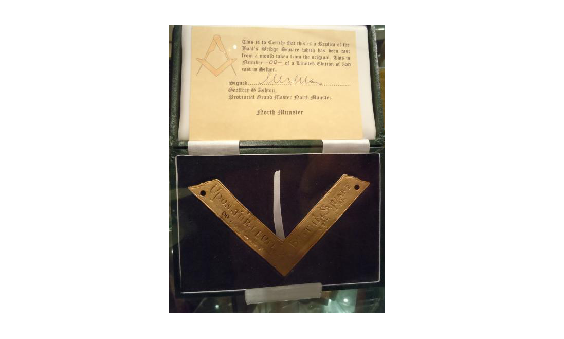 A replica of the Baal's Bridge Square displayed in the Limerick Masonic Centre museum.